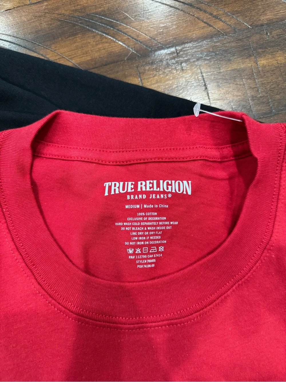 True Religion Red Short Sleeve Brand Jeans Graphic Tee - Back Logo